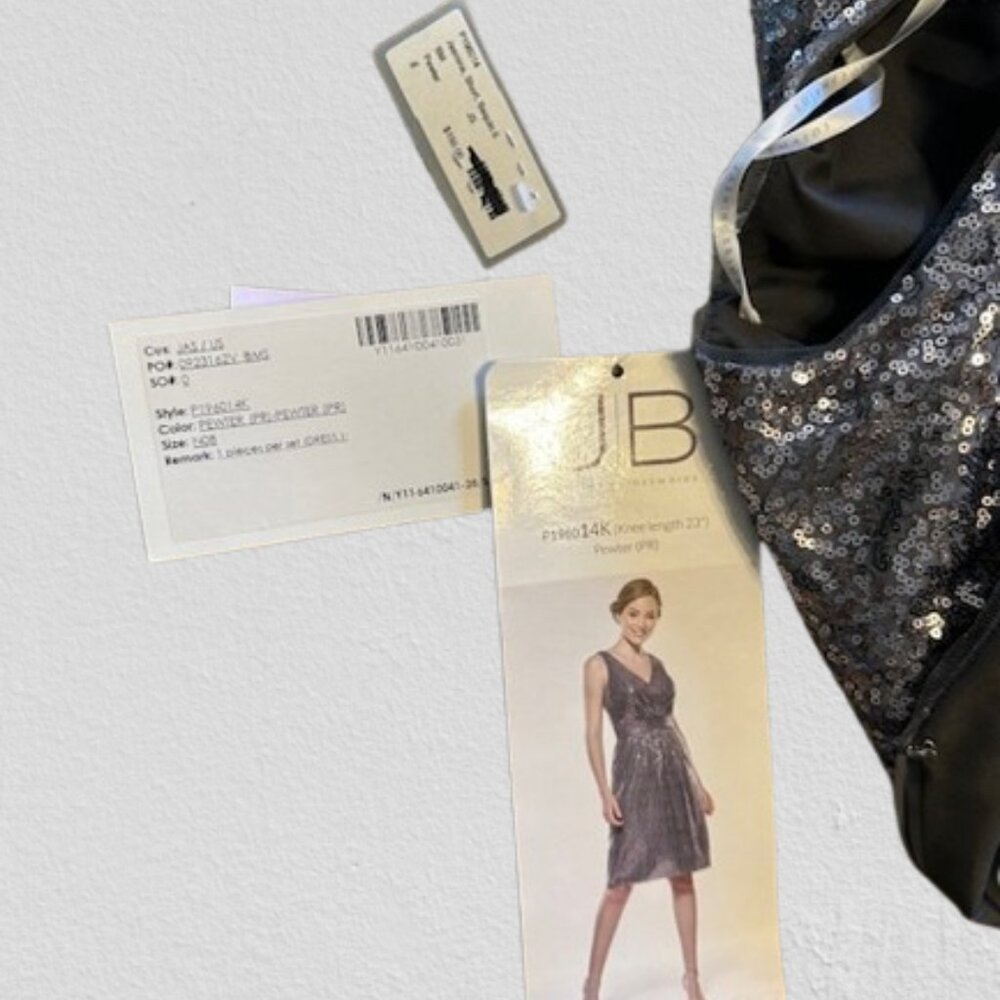 Jasmine Knee Length V-neck Sequin Dress  FD026   NWT Boutique - Picture 7 of 10